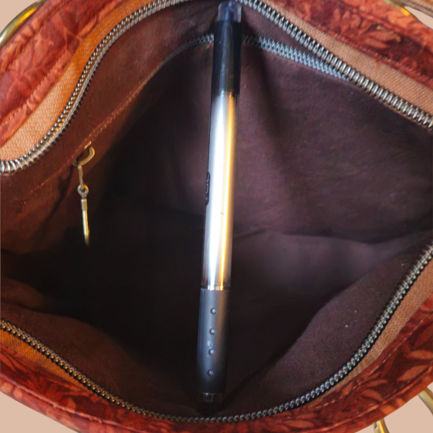 Rust Leaf Crossbody Bag with Brass Ring Detail