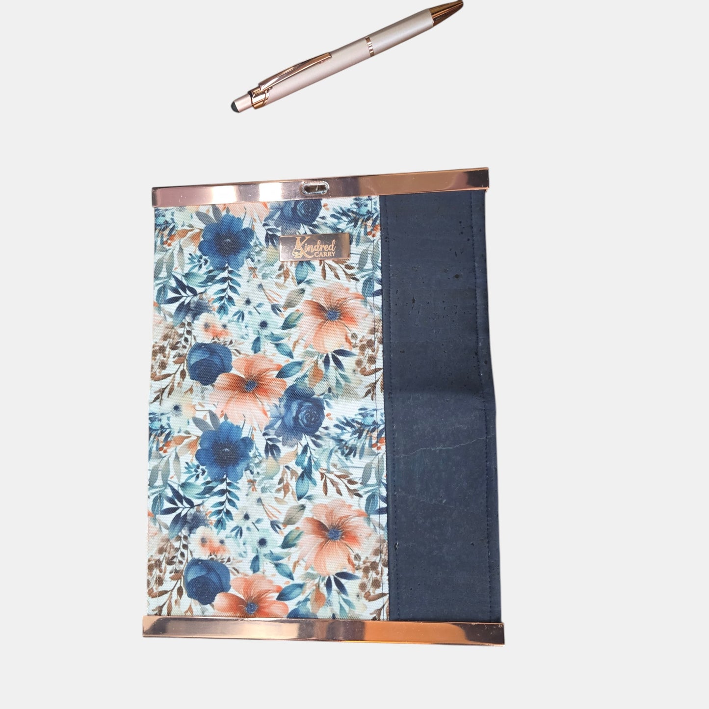 Compact Wallet – Blue Floral Cork