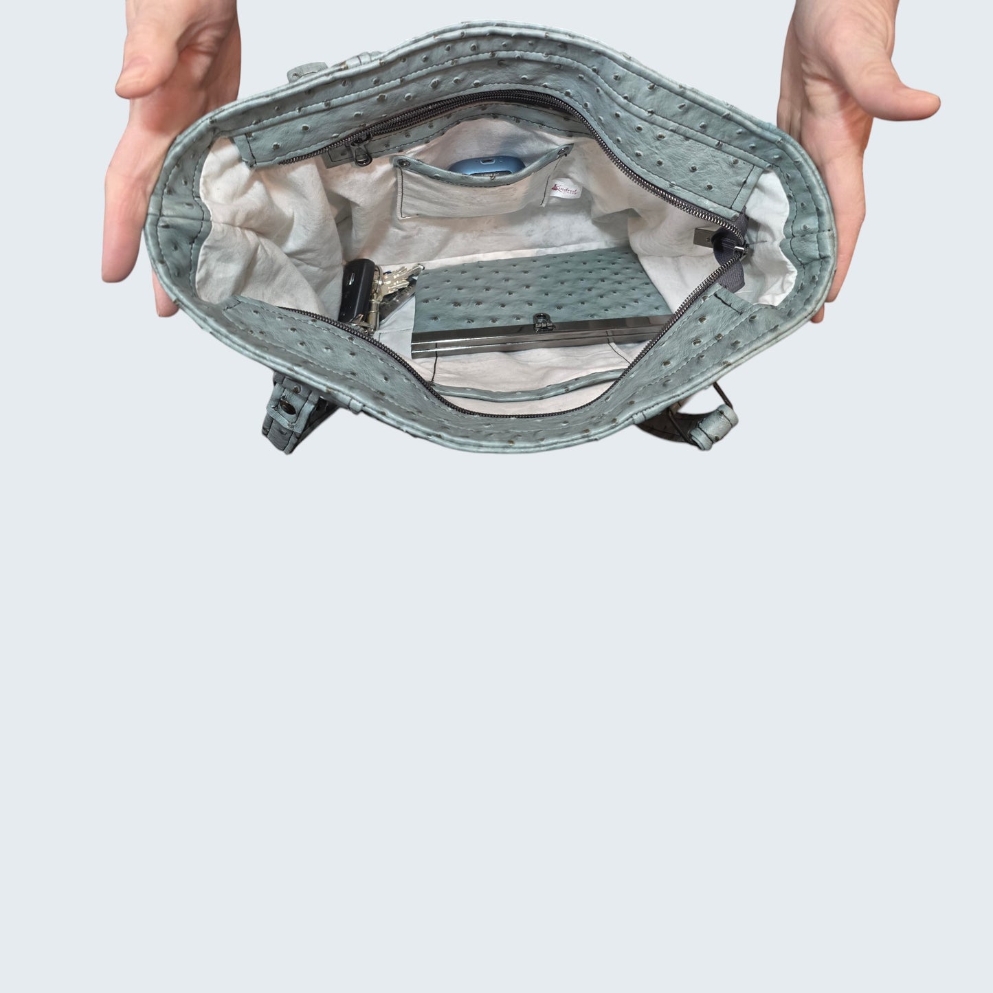 Sage Faux Ostrich Everyday Shoulder Bag