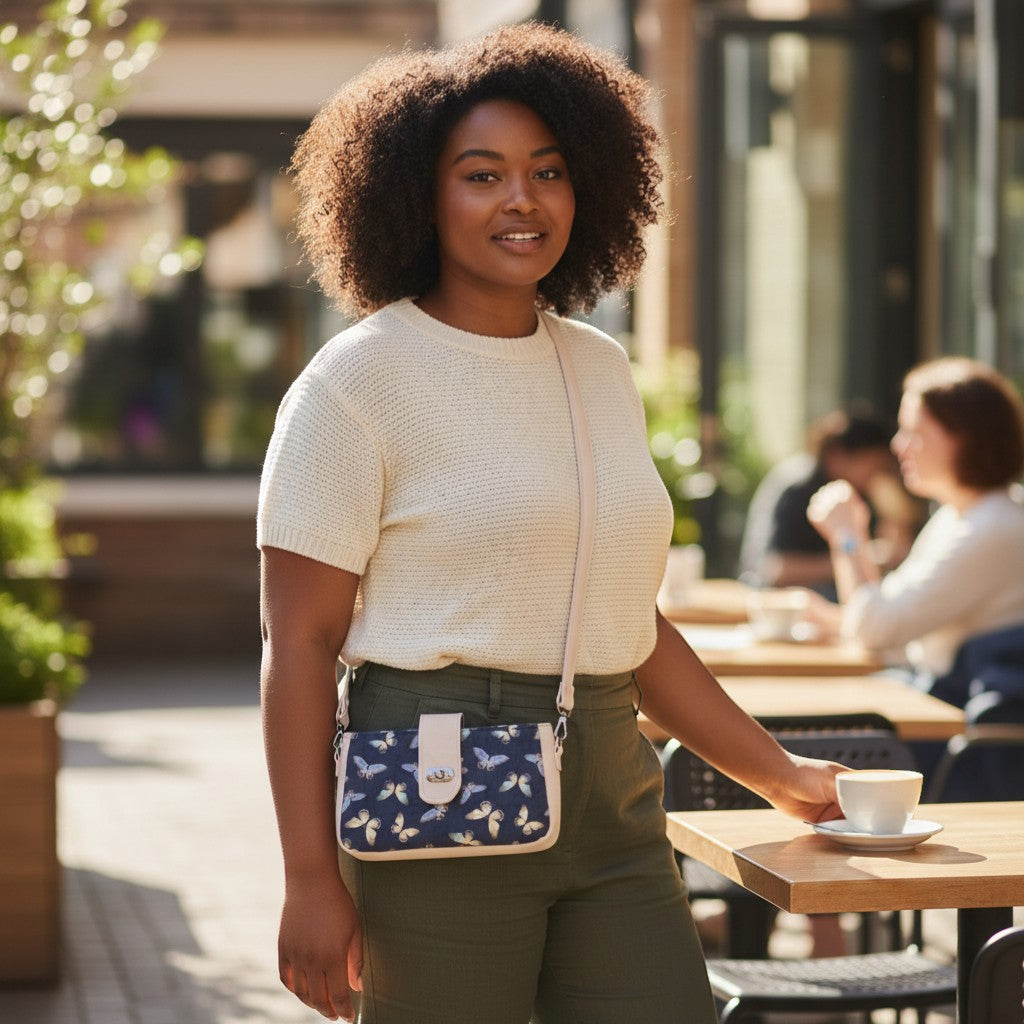 Butterfly Crossbody - Navy & Gold