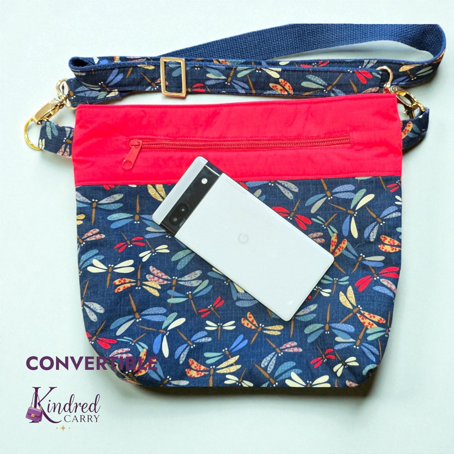 Convertible Tote – Navy Dragonfly