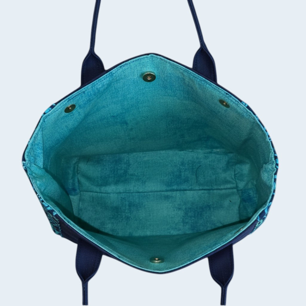Tote - Blue Swirl Cork