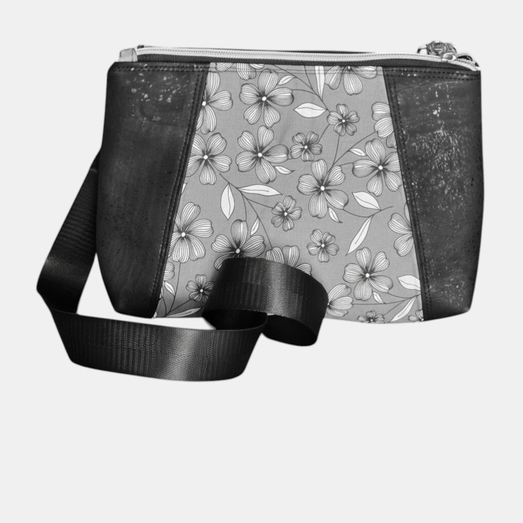 Sunshine Crossbody – Gray Floral Cork