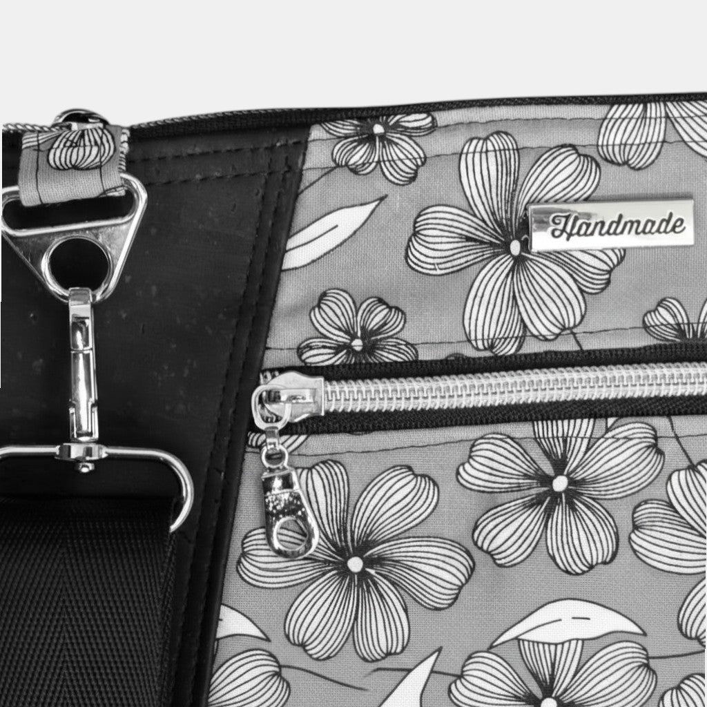 Sunshine Crossbody – Gray Floral Cork