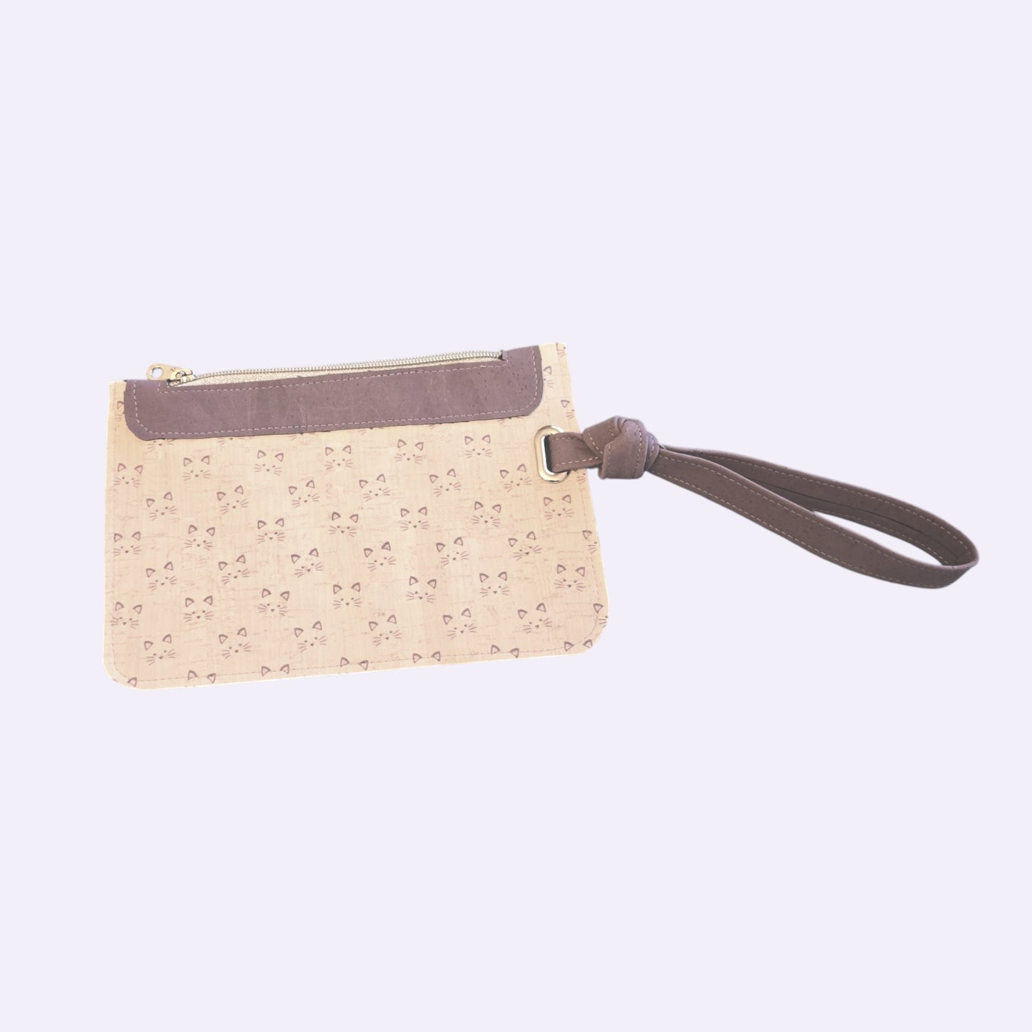 Wristlet Clutch – Lavender Cat Cork