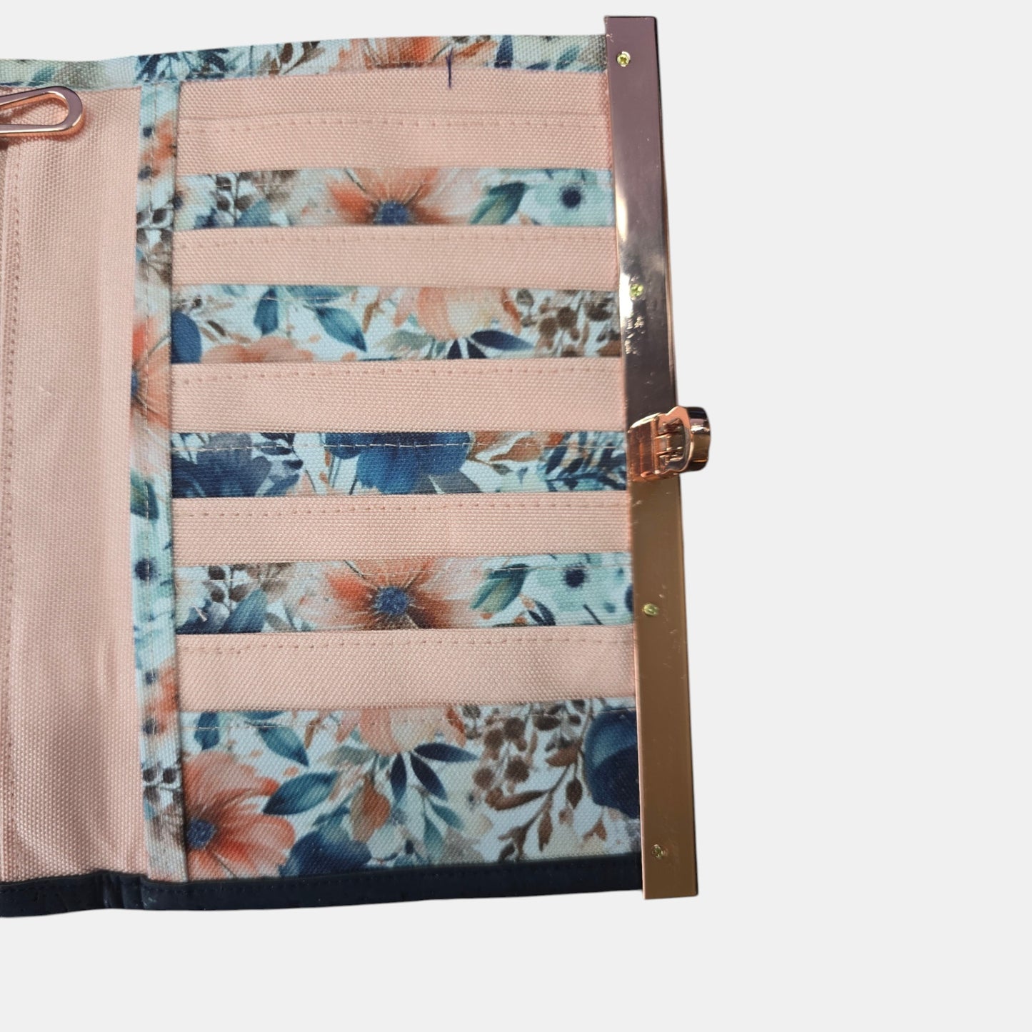 Compact Wallet – Blue Floral Cork