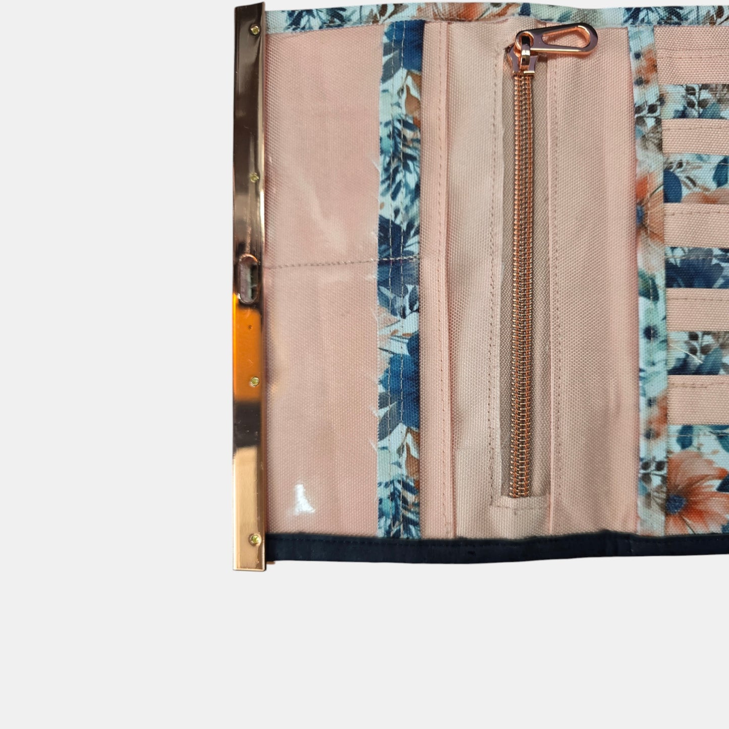 Compact Wallet – Blue Floral Cork