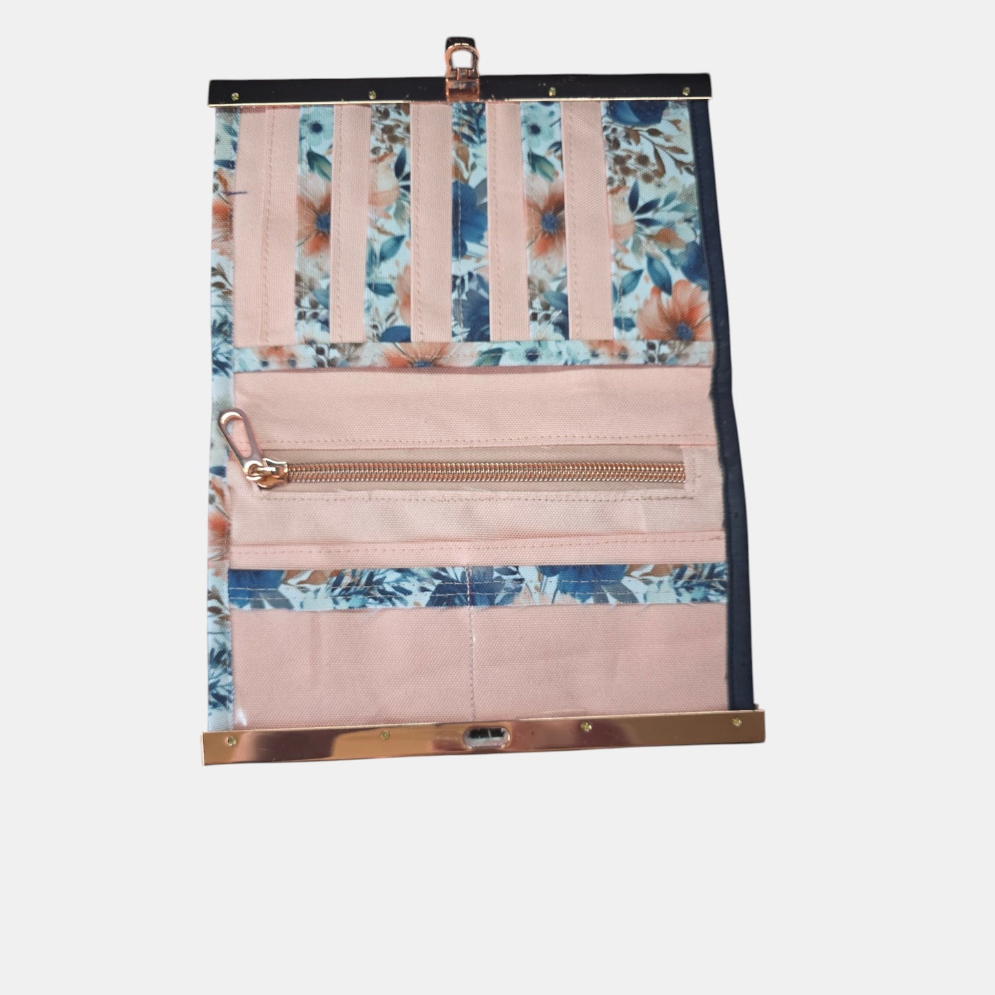 Compact Wallet – Blue Floral Cork