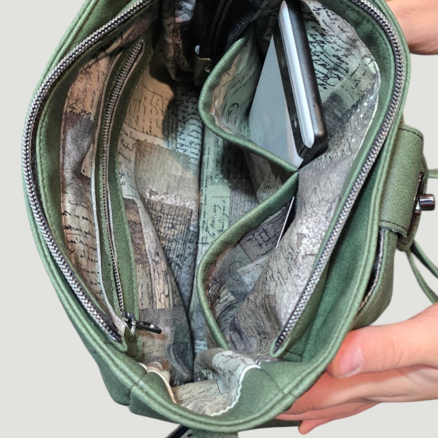 Crossbody - Sage Green Faux Leather