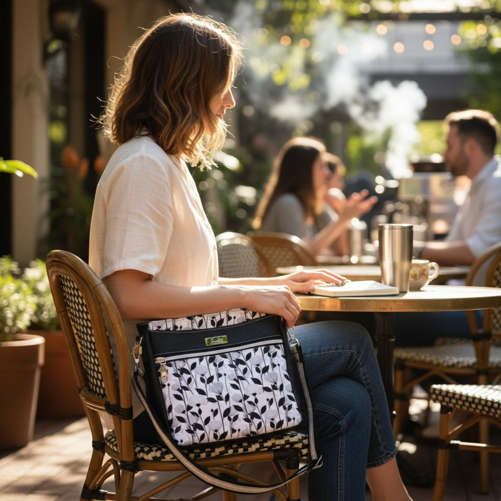 Crossbody Bag – Black & White Floral