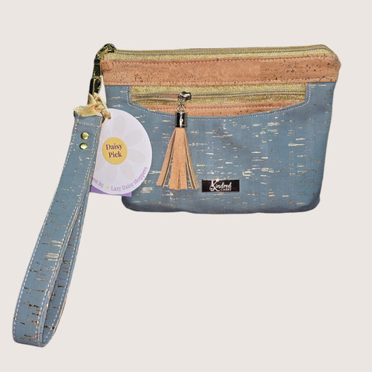 Wristlet Wallet – Blue Cork & Gold
