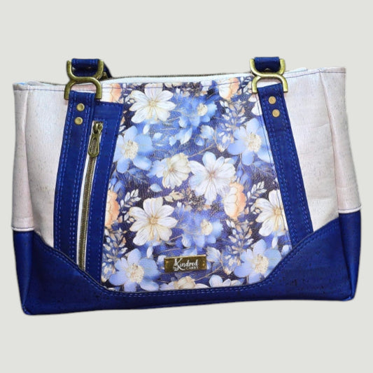 Shoulder Bag – Blue Floral Cork