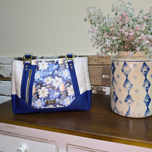 Shoulder Bag – Blue Floral Cork