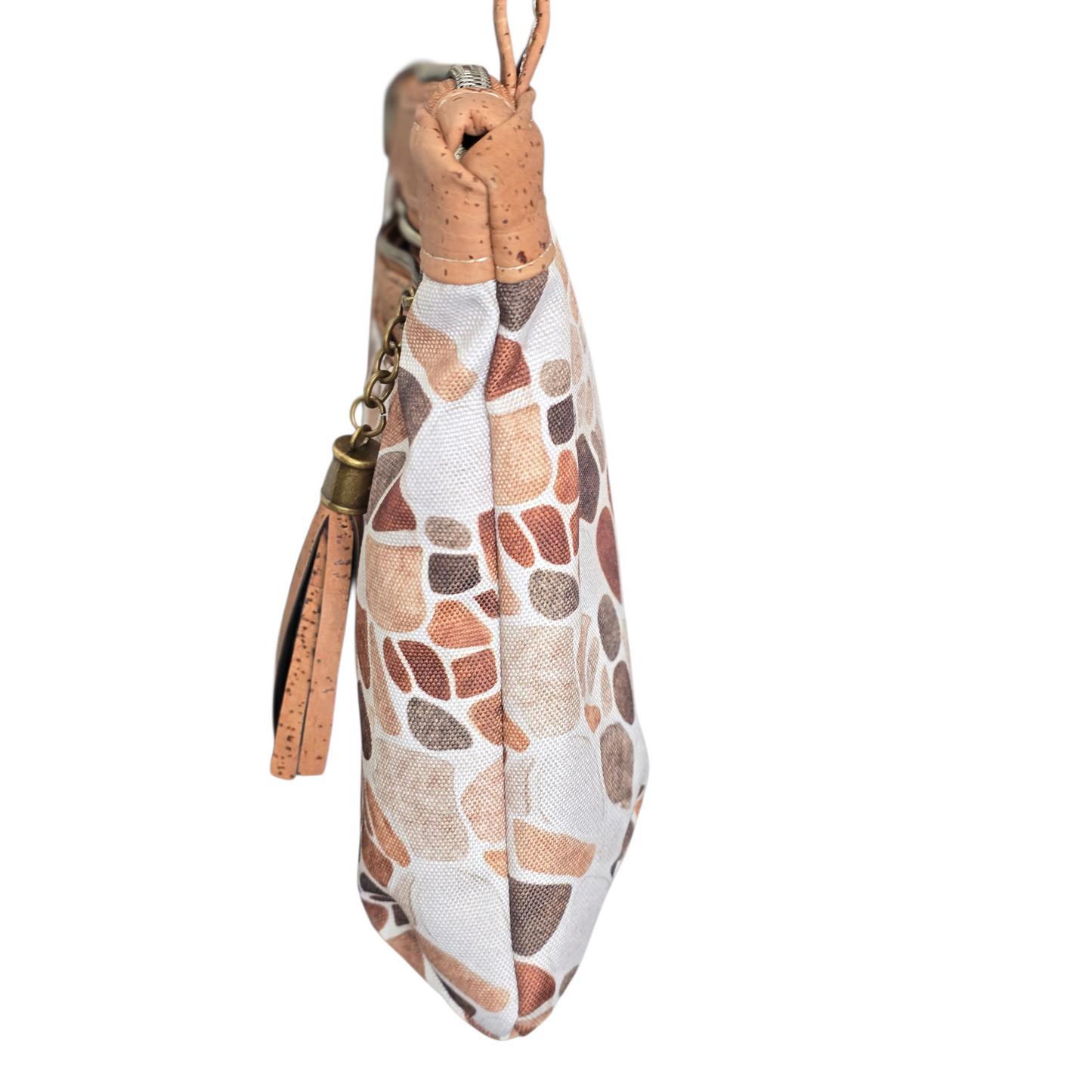Neutral Pebble Print with Cork Accents | Lightweight Everyday Purse