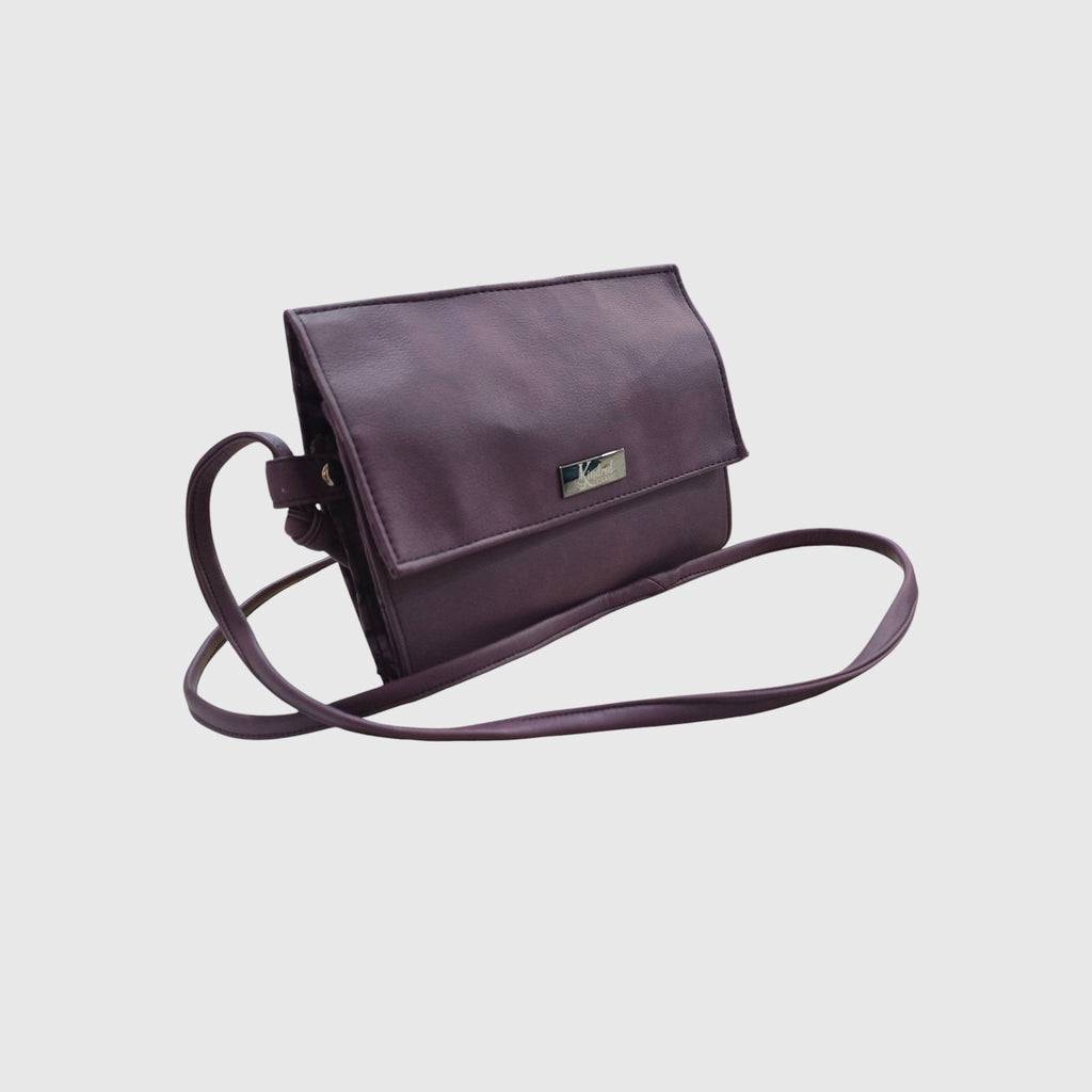 Purple faux leather Janine clutch handmade by Kindred Carry