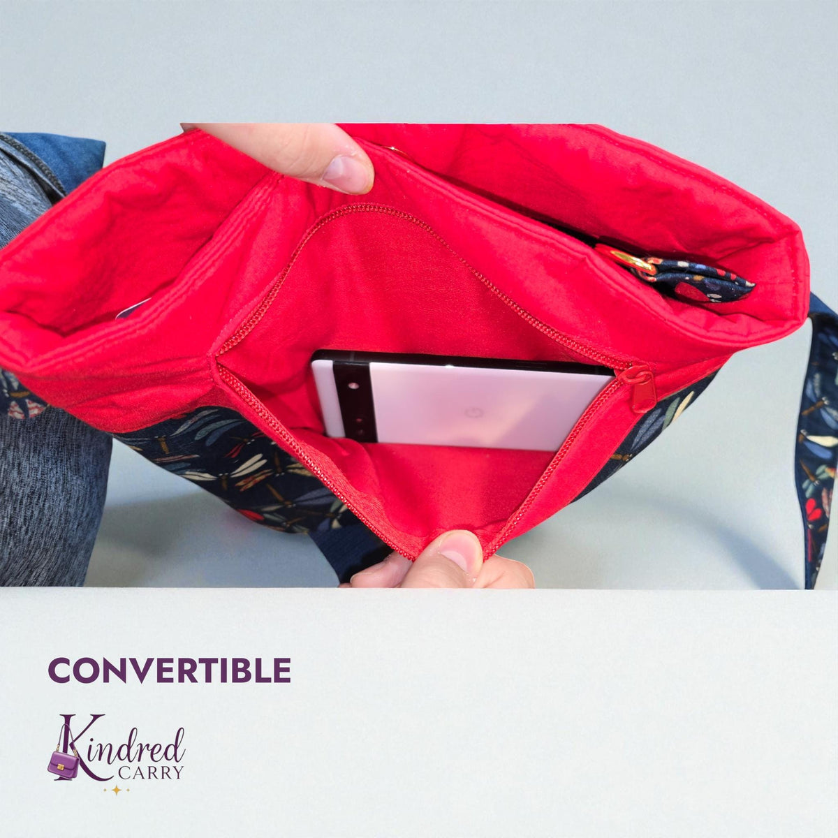 Convertible Tote – Navy Dragonfly