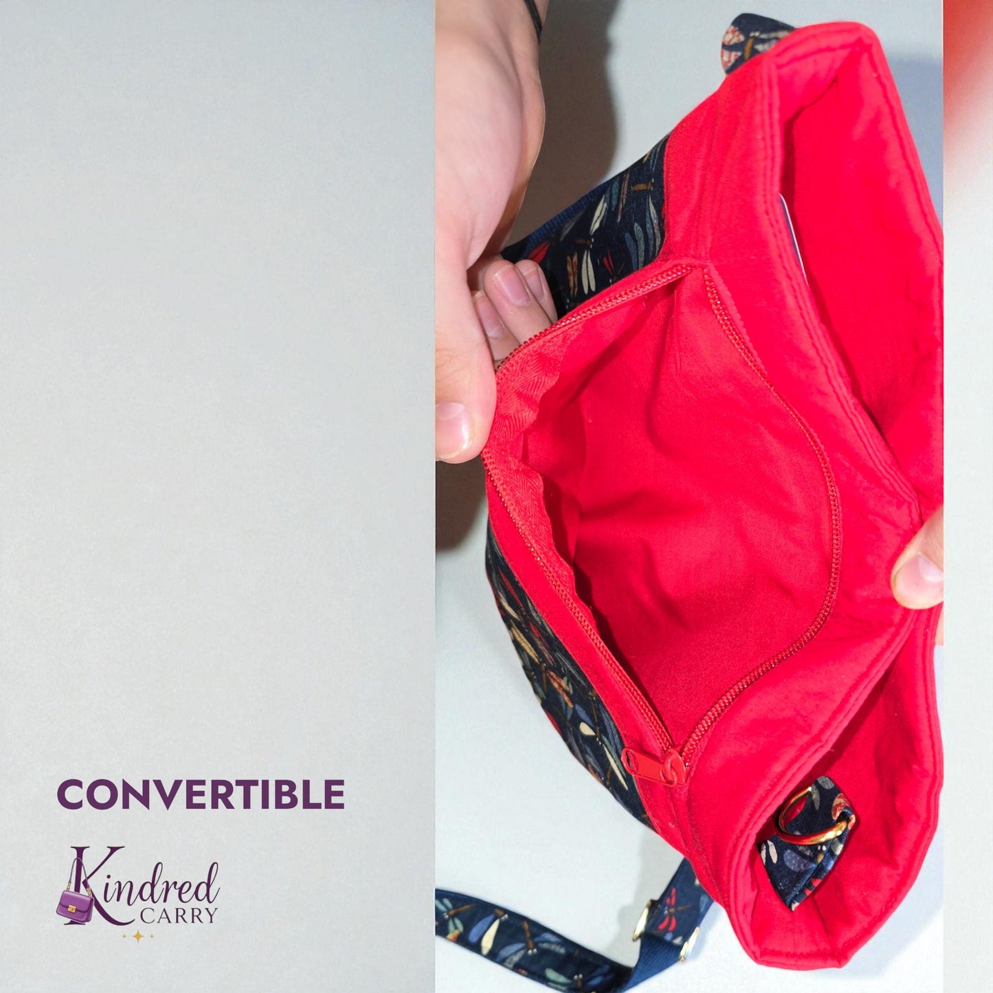 Convertible Tote – Navy Dragonfly
