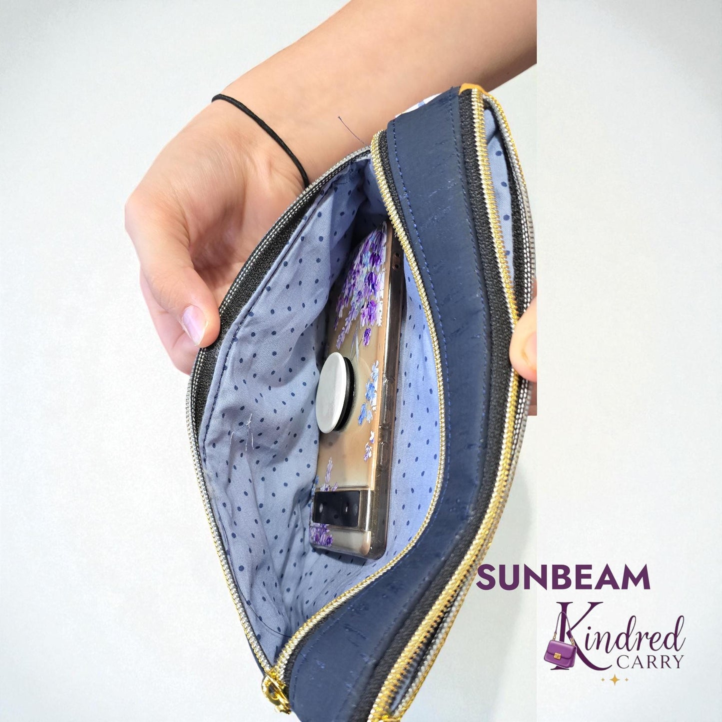 Sunbeam Cork Wristlet | Embroidered Handmade Clutch