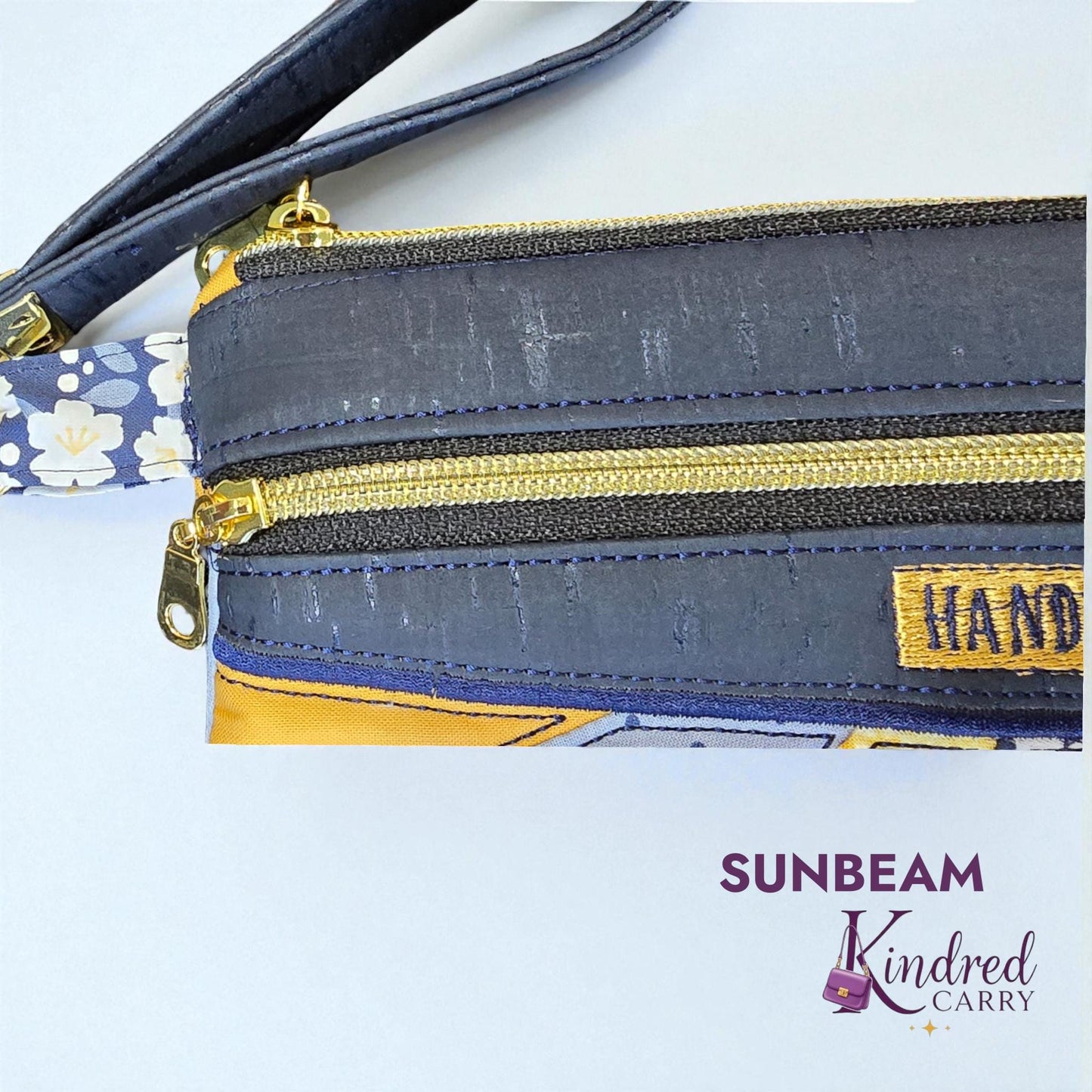 Sunbeam Cork Wristlet | Embroidered Handmade Clutch