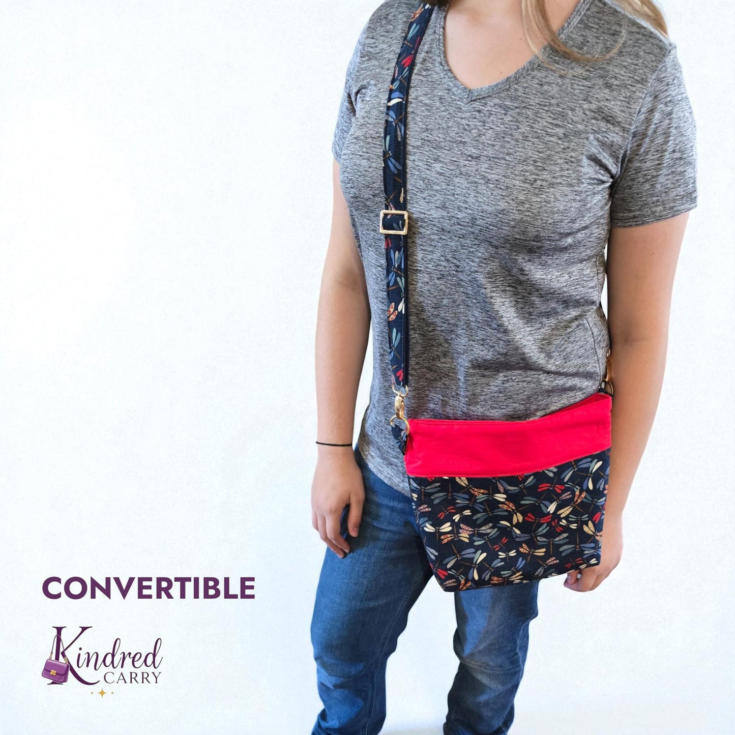 Convertible Tote – Navy Dragonfly