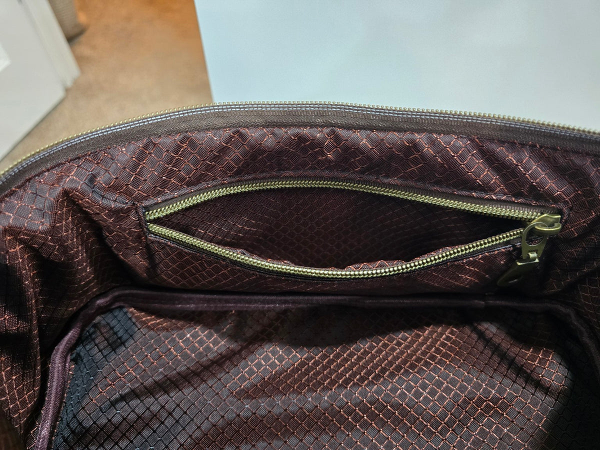 Charles Dopp Kit interior zip pocket with brown ripstop lining
