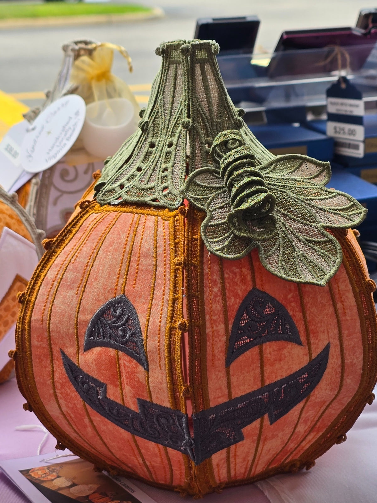 Kindred Carry embroidered lace Jack-o'-Lantern pumpkin