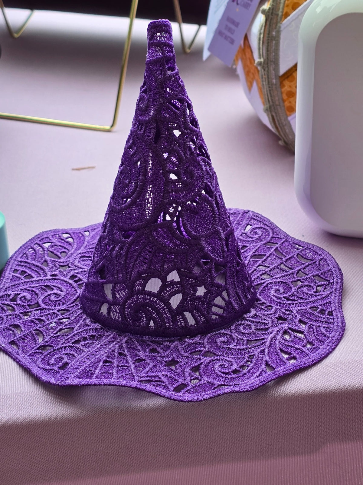 Kindred Carry embroidered freestanding lace witch hat in purple