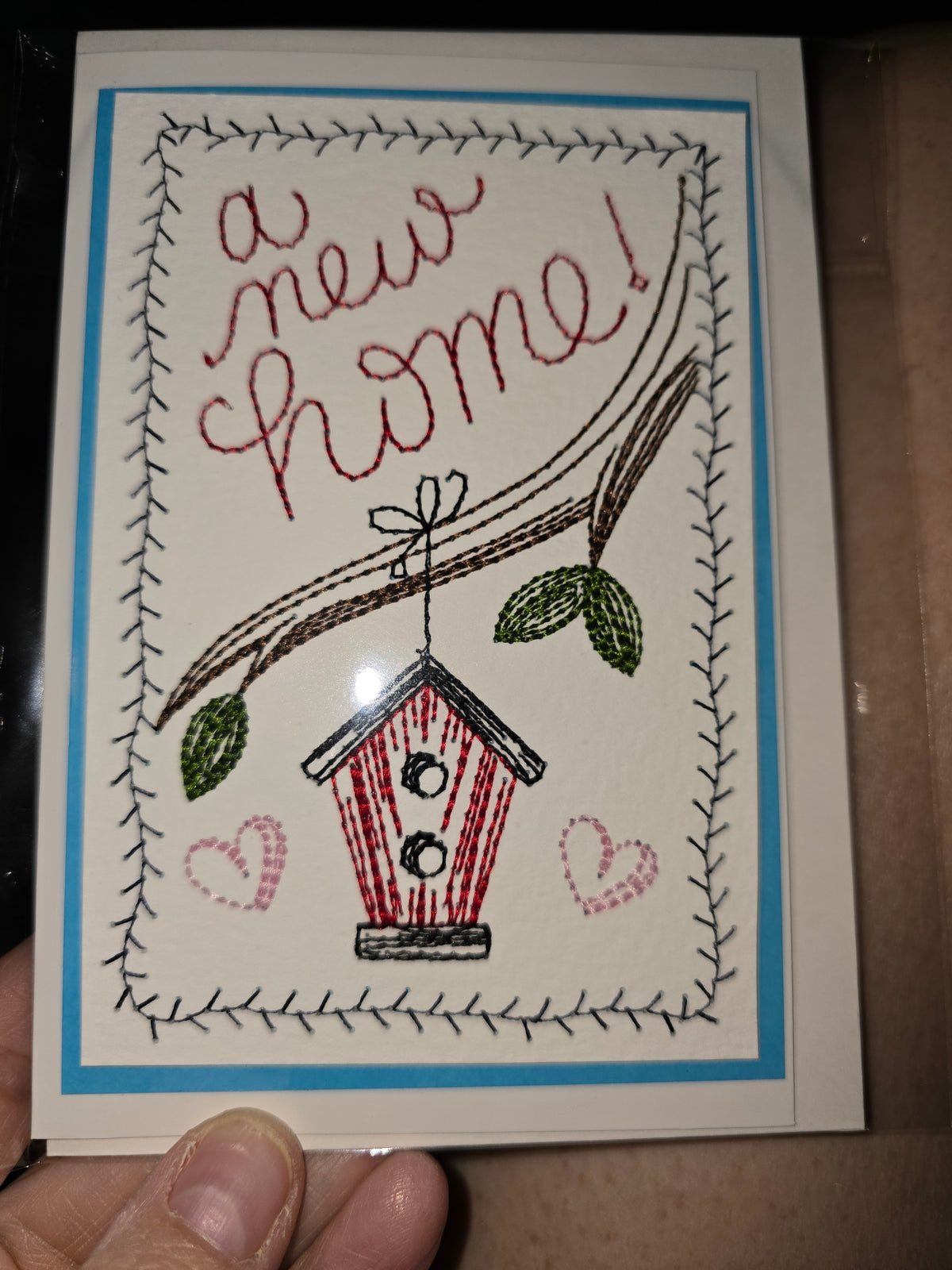 Kindred Carry handmade new home greeting card with birdhouse design
