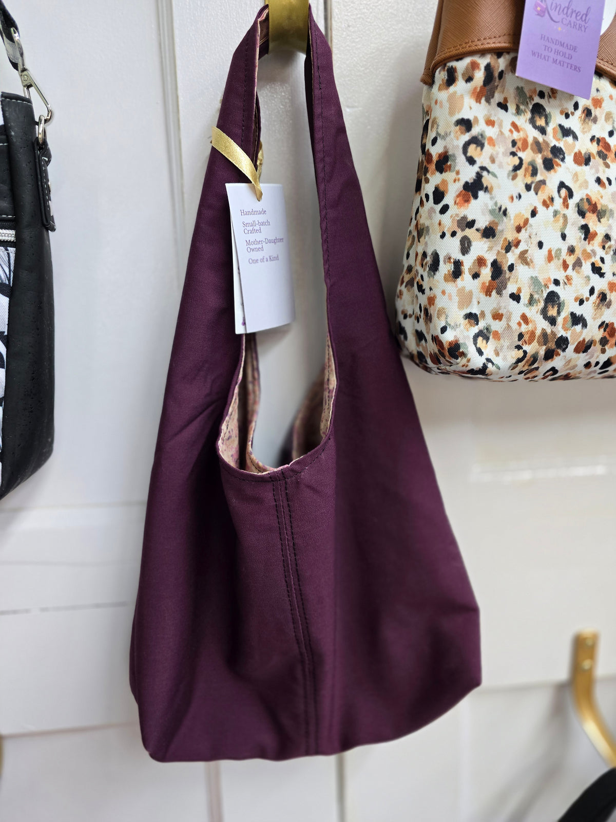 Kindred Carry Hobo shoulder bag in plum cotton