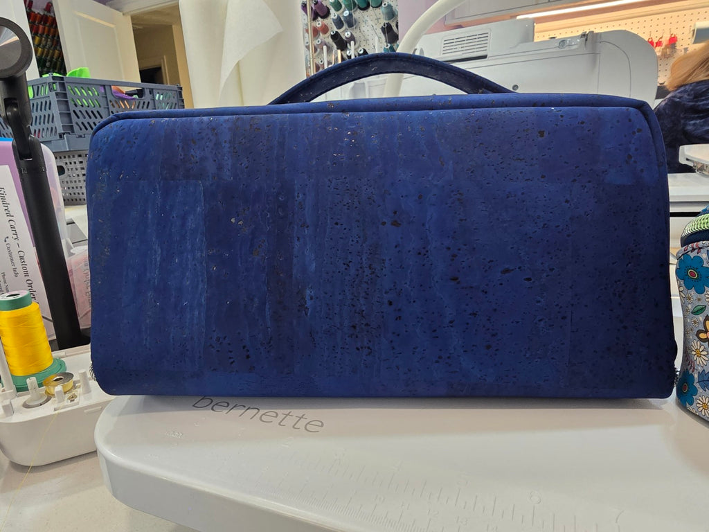 Back of Charles Dopp Kit in rich royal blue cork