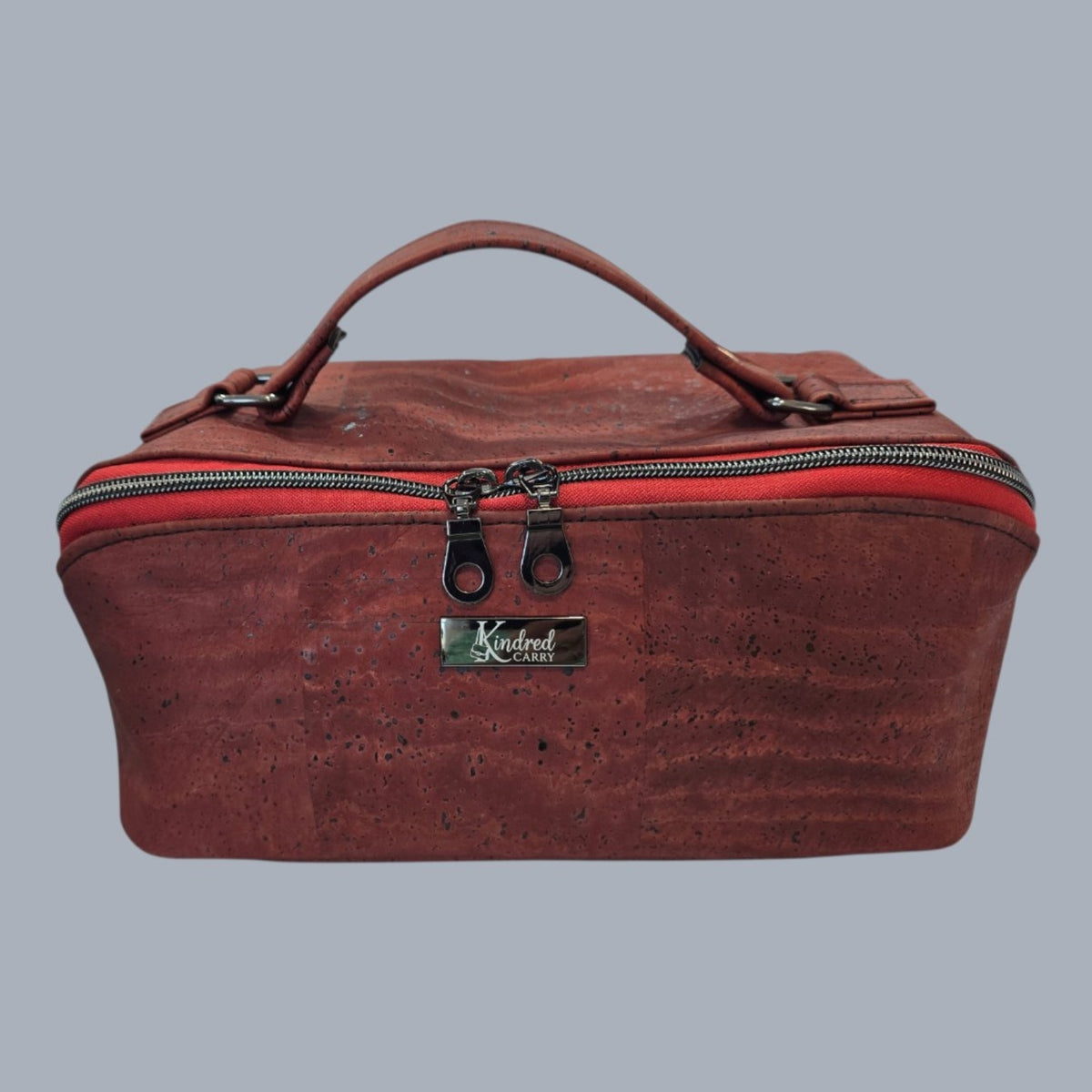 Kindred Man Zip-N-Grip Dopp Kit in red cork, front view